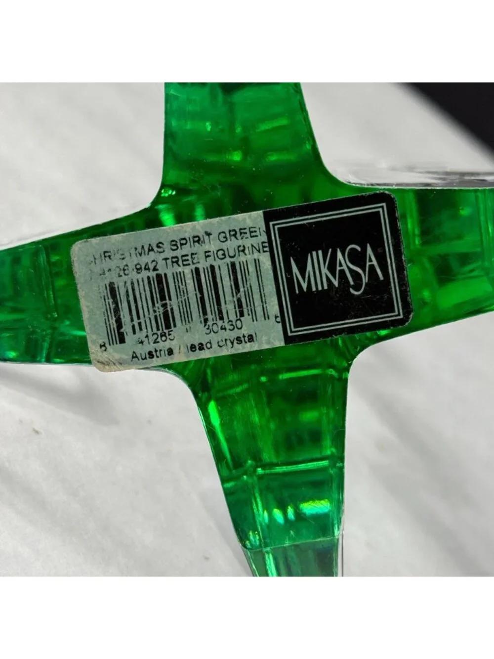 Vintage Mikasa Christmas Spirit Tree Clear & Green Crystal Glass Decor